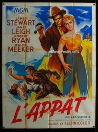 k019 NAKED SPUR French one-panel movie poster '53 cool Roger Soubie art!
