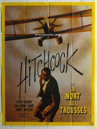 k213 NORTH BY NORTHWEST CinePoster REPRO French 1p 1987 Cary Grant & cropduster, Hitchcock classic!