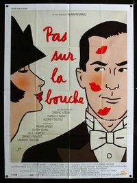 k214 NOT ON THE LIPS French one-panel movie poster '03 Resnais, Floc'h art!