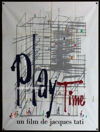 k223 PLAYTIME French one-panel movie poster '67 Jacques Tati, Ferracci art!