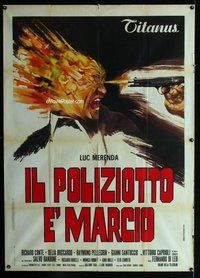 k659 SHOOT FIRST DIE LATER Italian one-panel movie poster '74 outrageous!