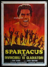 k668 SPARTACUS & THE 10 GLADIATORS Italian one-panel movie poster '64