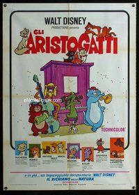 k523 ARISTOCATS Italian one-panel movie poster '71 Walt Disney cat cartoon!