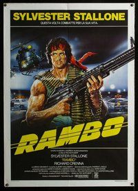 k570 FIRST BLOOD Italian one-panel movie poster '82 R. Casaro art of Rambo!