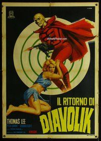 k575 GOLDEN BAT Italian one-panel movie poster '68 great R. Casaro art!