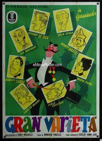 k580 GREAT VAUDEVILLE Italian one-panel movie poster '54 De Sica, Onor art!