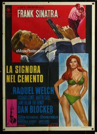 k602 LADY IN CEMENT Italian one-panel movie poster '68 Frank Sinatra, sexy Raquel!