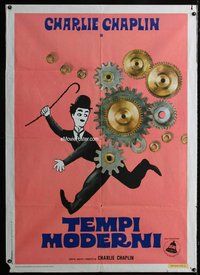 k626 MODERN TIMES Italian one-panel movie poster R72 classic Charlie Chaplin