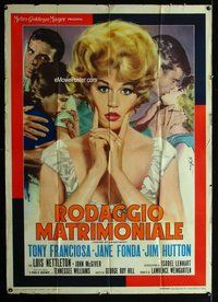 k631 PERIOD OF ADJUSTMENT Italian one-panel movie poster '62 Jane Fonda c/u