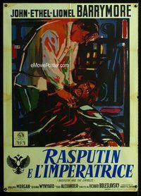k640 RASPUTIN & THE EMPRESS Italian one-panel movie poster R59 3 Barrymores!