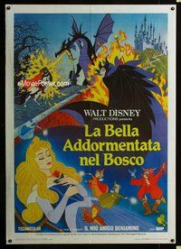 k663 SLEEPING BEAUTY Italian one-panel movie poster R80s Disney classic!