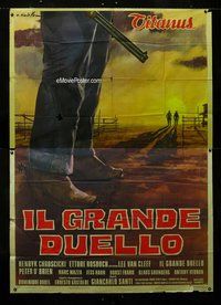 k075 BIG SHOWDOWN Italian two-panel movie poster '72 cool Ciriello art!