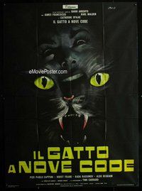 k080 CAT O' NINE TAILS Italian two-panel movie poster '71 great Franco art!