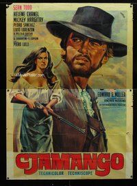 k082 CJAMANGO Italian two-panel movie poster '67 sexy spaghetti western!