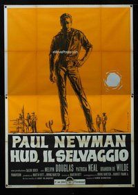 k095 HUD Italian two-panel movie poster '63 C. Tim art of Paul Newman!