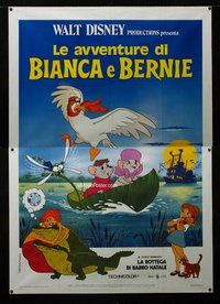 k106 RESCUERS Italian two-panel movie poster '77 Walt Disney mice cartoon!