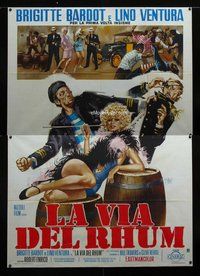 k108 RUM RUNNERS Italian two-panel movie poster '71 Symeoni art of Bardot!