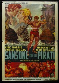 k110 SAMSON AGAINST THE PIRATES Italian two-panel movie poster '63 Morris