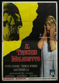 k112 SKULL Italian two-panel movie poster '65 girl terrified by skull!