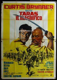 k115 TARAS BULBA Italian two-panel movie poster R70s Tony Curtis, Brynner