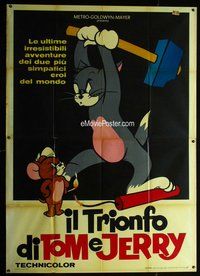 k116 TOM & JERRY Italian two-panel movie poster '64 great image!