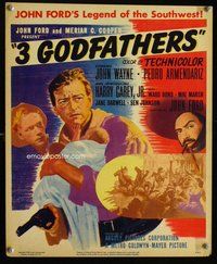 k256 3 GODFATHERS window card movie poster '49 John Wayne, John Ford