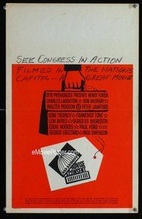 k257 ADVISE & CONSENT window card movie poster '62 classic Saul Bass artwork!