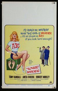k267 ALPHABET MURDERS window card movie poster '66 Randall, sexy Anita Ekberg!