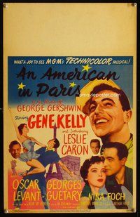 k271 AMERICAN IN PARIS window card movie poster '51 Gene Kelly classic!