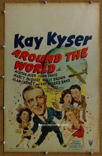k273 AROUND THE WORLD window card movie poster '43 Kay Kyser, Mischa Auer