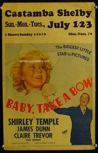 k276 BABY TAKE A BOW window card movie poster '34 super young Shirley Temple!