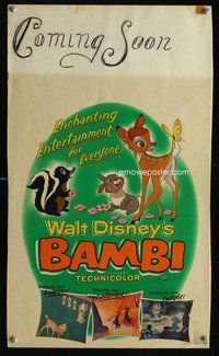 k278 BAMBI window card movie poster R57 Walt Disney cartoon classic!