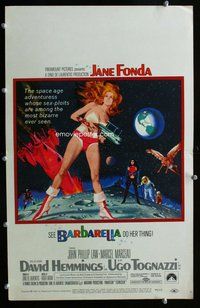 k279 BARBARELLA window card movie poster '68 sexy Jane Fonda, Roger Vadim