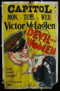 k321 DEVIL WITH WOMEN window card movie poster '30 first Humphrey Bogart!
