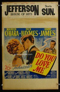 k325 DO YOU LOVE ME window card movie poster '46 Maureen O'Hara, Harry James