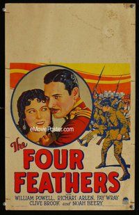k341 FOUR FEATHERS window card movie poster '29 William Powell, Fay Wray