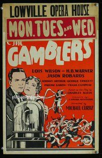 k346 GAMBLERS window card movie poster '29 cool ticker tape machine image!
