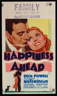 k006 HAPPINESS AHEAD mini window card movie poster '34 Dick Powell, Hutchinson