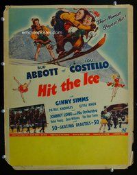 k365 HIT THE ICE window card movie poster '43 Abbott & Costello, Godwin art!