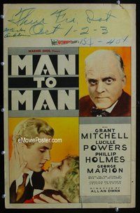 k402 MAN TO MAN window card movie poster '30 Grant Mitchell, Lucille Powers