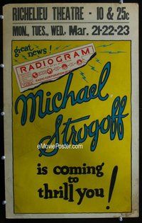 k407 MICHAEL STROGOFF teaser window card movie poster '37 Akim Tamiroff