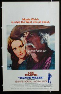 k410 MONTE WALSH window card movie poster '70 Lee Marvin, Jeanne Moreau