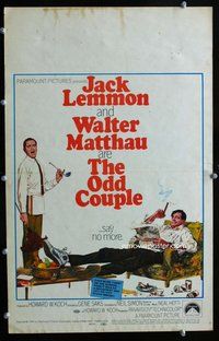k418 ODD COUPLE window card movie poster '68 Walter Matthau, Jack Lemmon