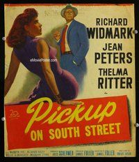 k424 PICKUP ON SOUTH STREET window card movie poster '53 Sam Fuller, Widmark