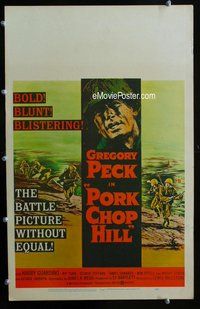 k426 PORK CHOP HILL window card movie poster '59 Gregory Peck, Korean War