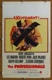 k429 PROFESSIONALS window card movie poster '66 Burt Lancaster, Lee Marvin