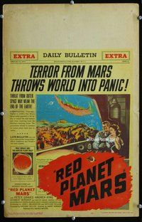 k432 RED PLANET MARS window card movie poster '52 Peter Graves, sci-fi!