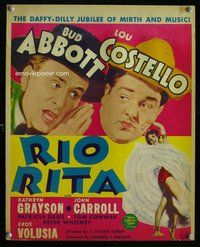 k434 RIO RITA window card movie poster '42 Bud Abbott & Lou Costello