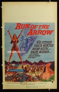 k438 RUN OF THE ARROW window card movie poster '57 Sam Fuller, Rod Steiger