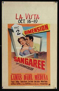 k440 SANGAREE window card movie poster '53 3D Fernando Lamas, Arlene Dahl